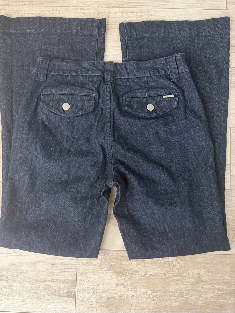 Calvin Klein Wide-Leg Denim Trousers Dark Wash Size 10 EUC - Picture 2 of 8